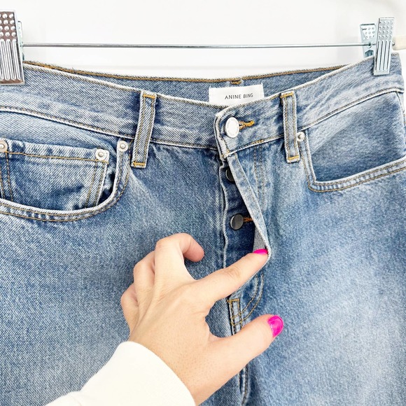 Anine Bing Light Blue Straight Leg Jeans - Picture 5 of 10